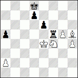 Fig 28. The position after 35... A well-played game by Bedfordshire's Paul Habershon.